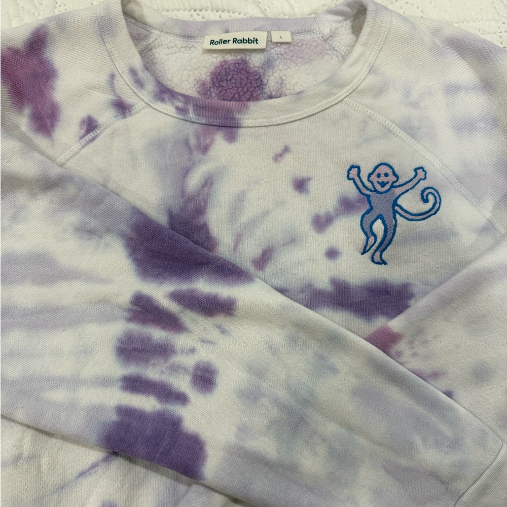 Roller Rabbit Purple Monkey Tie Dye Sweatshirt